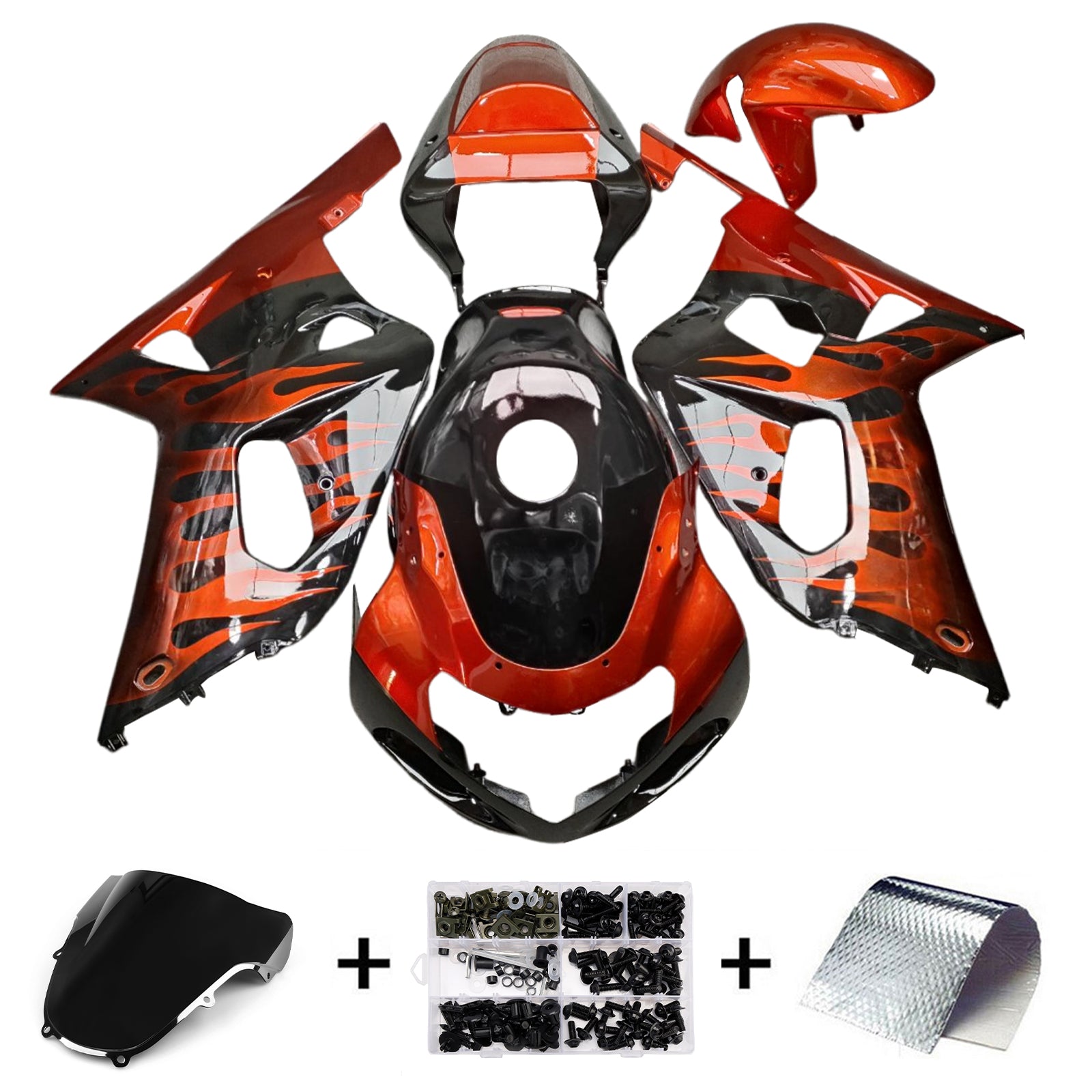 Amotopart Suzuki 00-03 GSXR 750 & 01-03 GSXR 600 Orange Black Fairing Kit