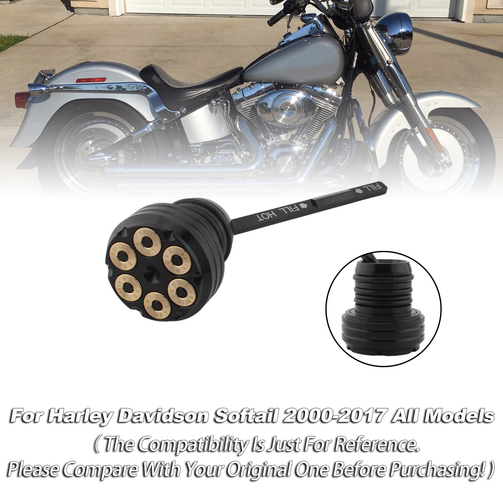 Oil Dipstick Tank Cap Plug For Softail 2000-2017 All Models