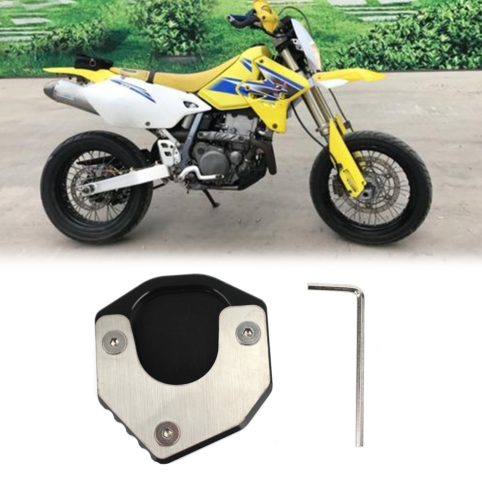 Ständer Seitenständer Vergrößern Platte Pad für SUZUKI DRZ400S/E DRZ400SM 2000+ Schwarz