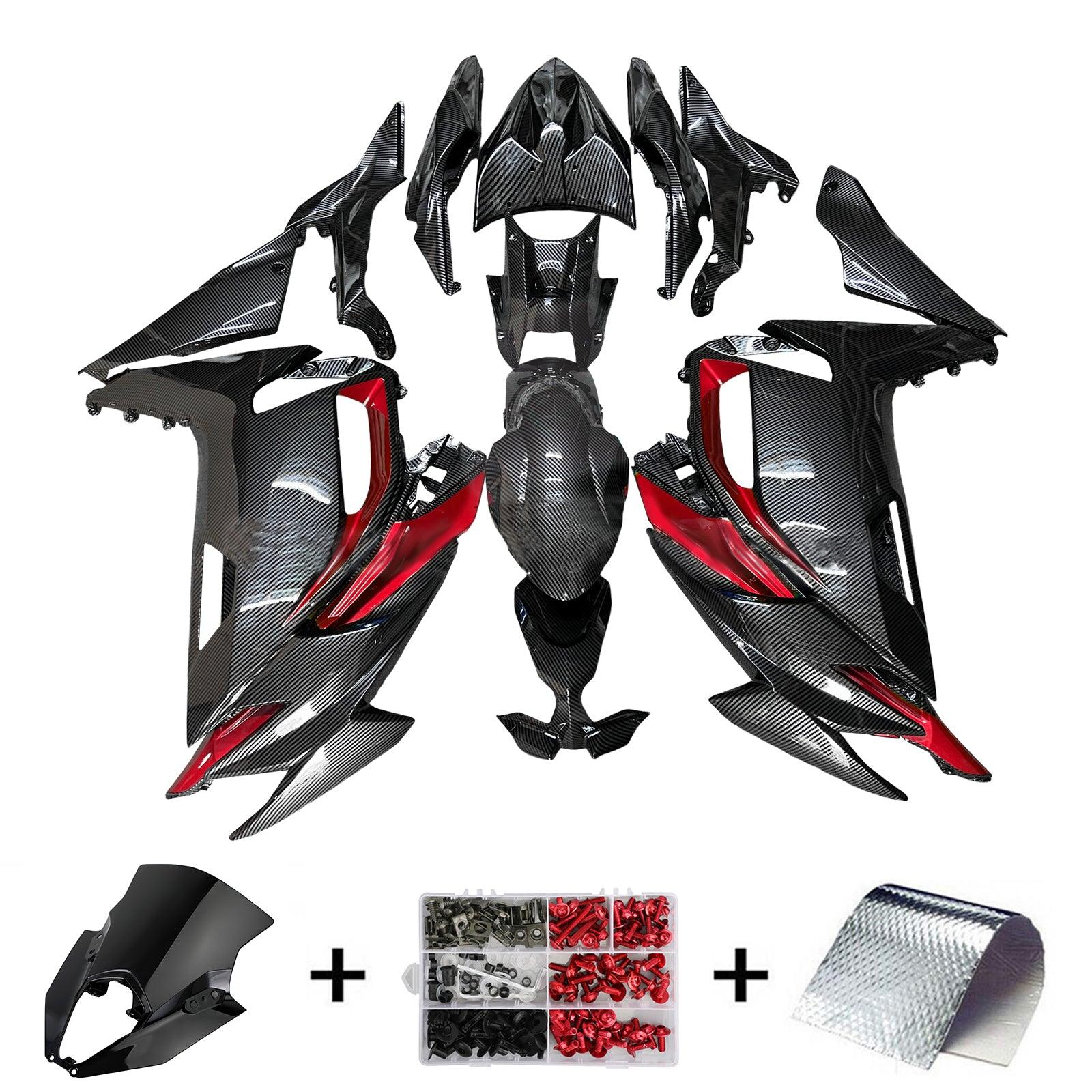 Amotopart 2020-2025 Kawasaki ER6F Ninja650 Carbon Fiber Pattern Red Fairing Kit
