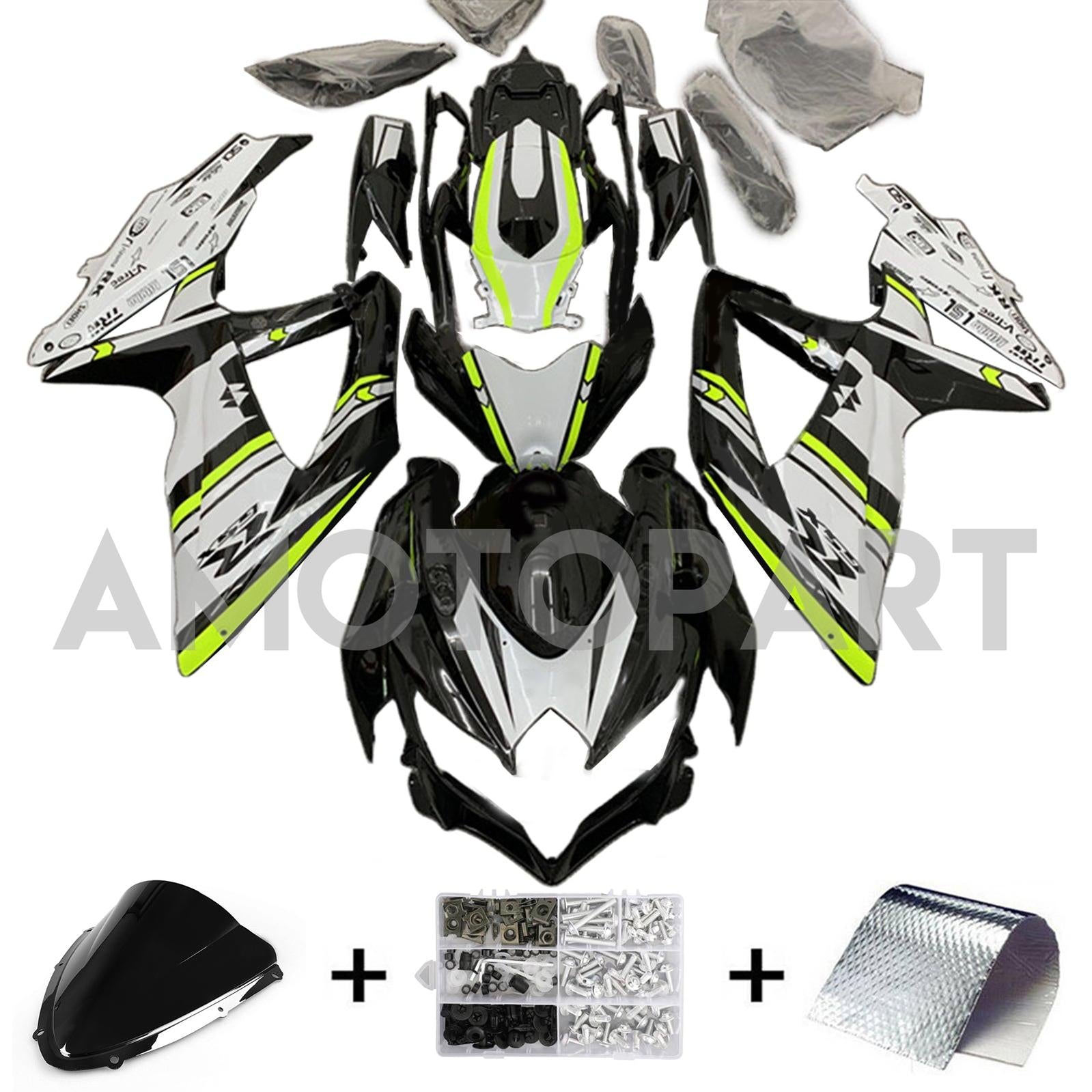 Amotopart 2008-2010 Suzuki GSXR 600/750 K8 Black&Yellow Fairing Kit