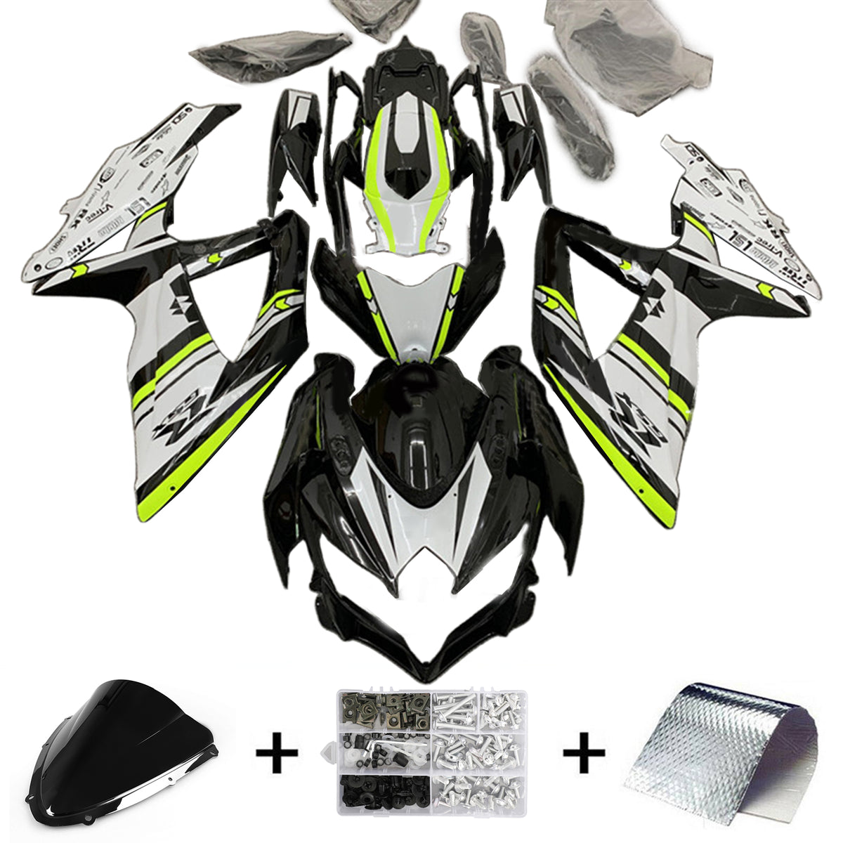 Amotopart 2008-2010 Suzuki GSXR 600/750 K8 Black&Yellow Fairing Kit