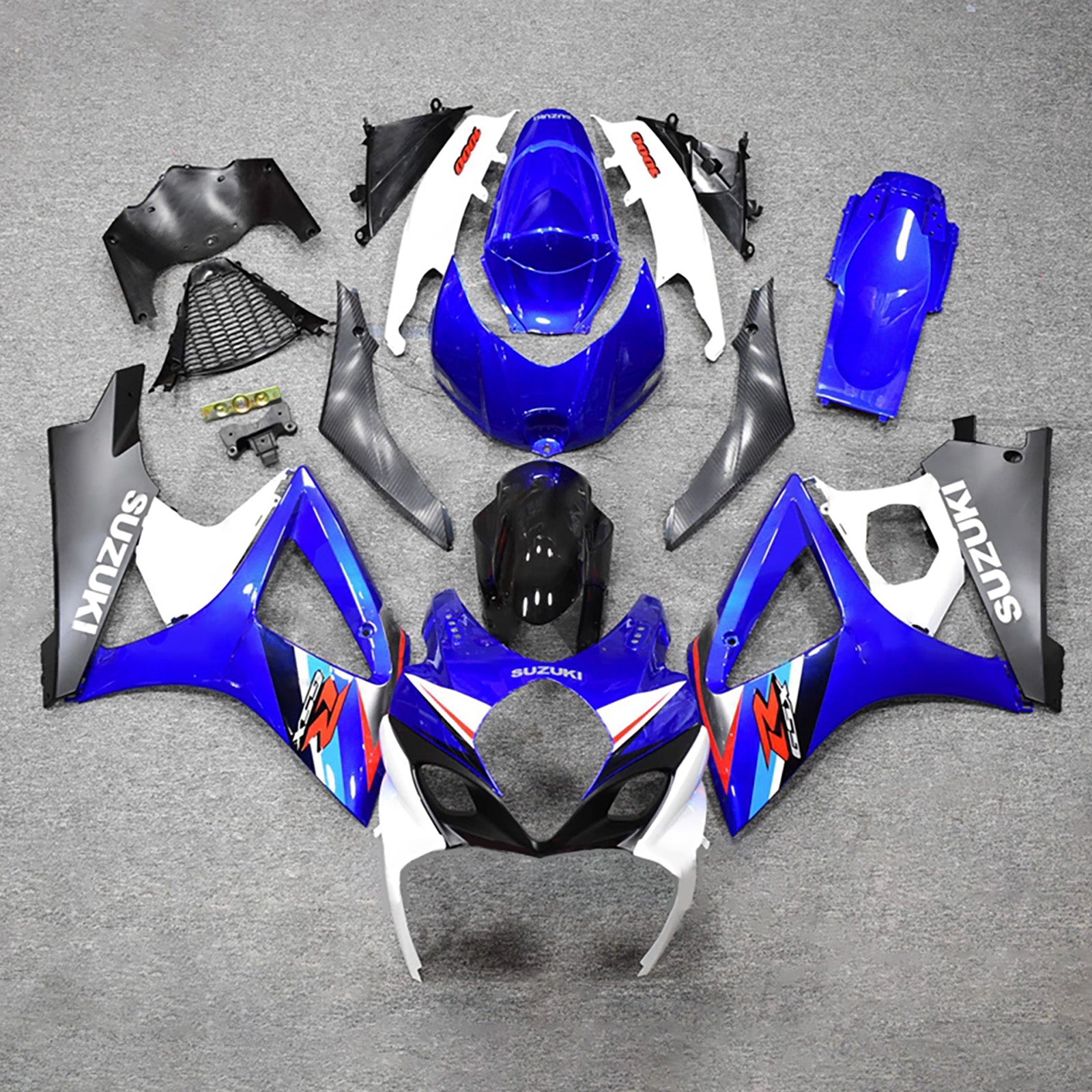 Amotopart 2007-2008 Suzuki GSXR1000 Kit de carenado azul negro blanco