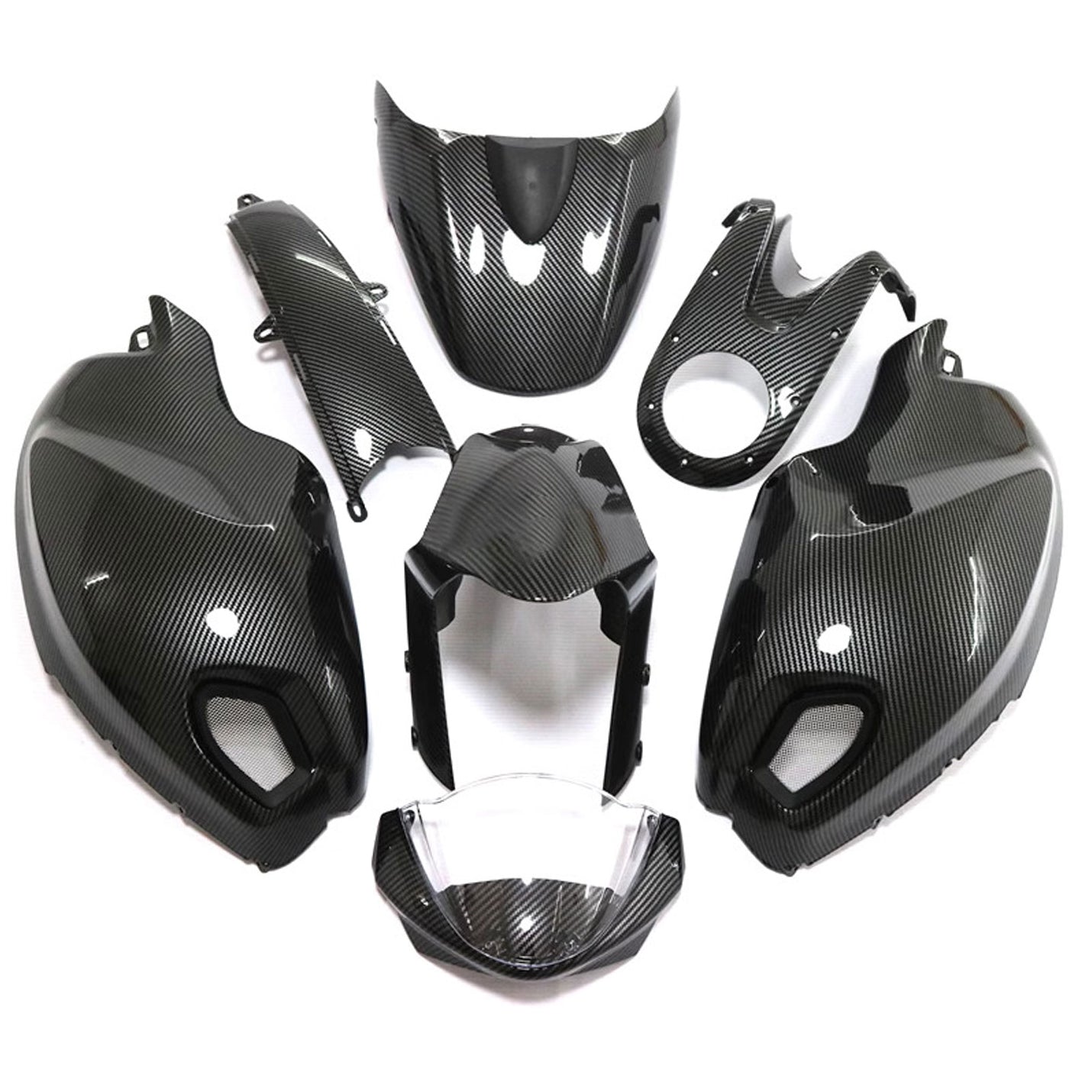 Amotopart Todos los años Ducati Monster 696 796 1100 S EVO Kit de carenado negro de fibra de carbono