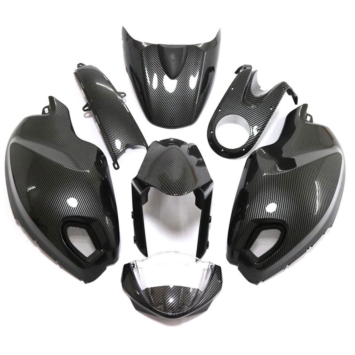 Amotopart Verkleidungssatz für alle Baujahre Ducati Monster 696 796 1100 S EVO aus Karbonfaser in Schwarz