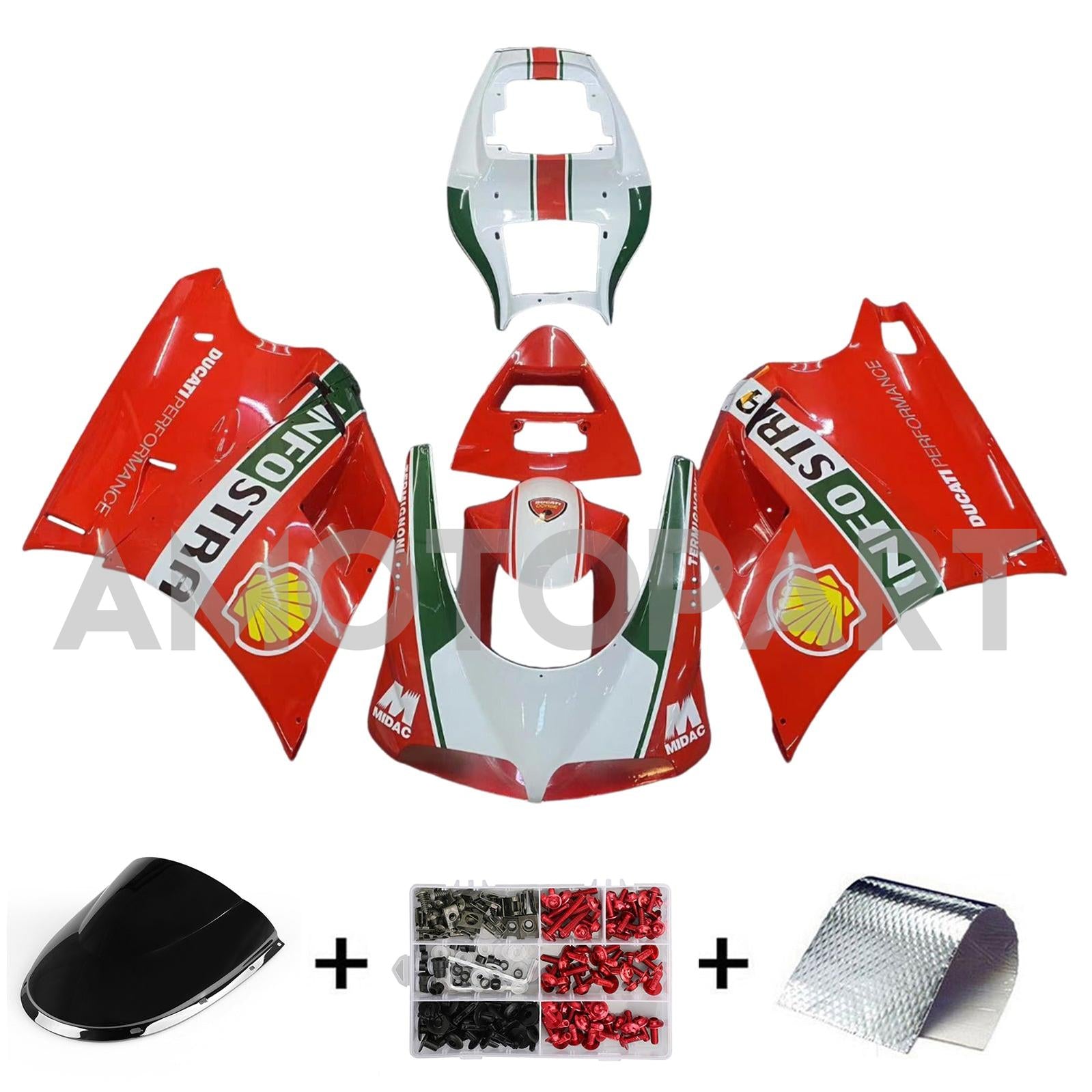 Amotopart 1996-2002 Ducati 748/916/996/998 White Red Fairing Kit
