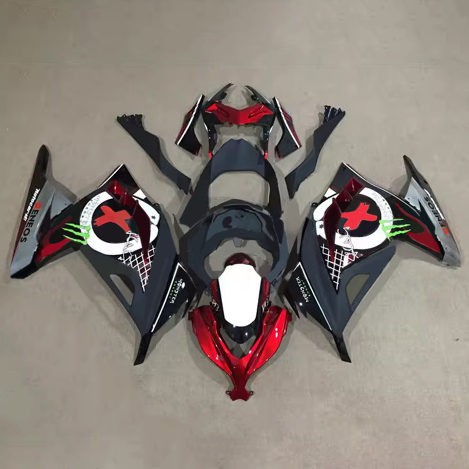 Amotopart 2013-2024 Kawasaki EX300/Ninja300 Red Black White Grey Fairing Kit