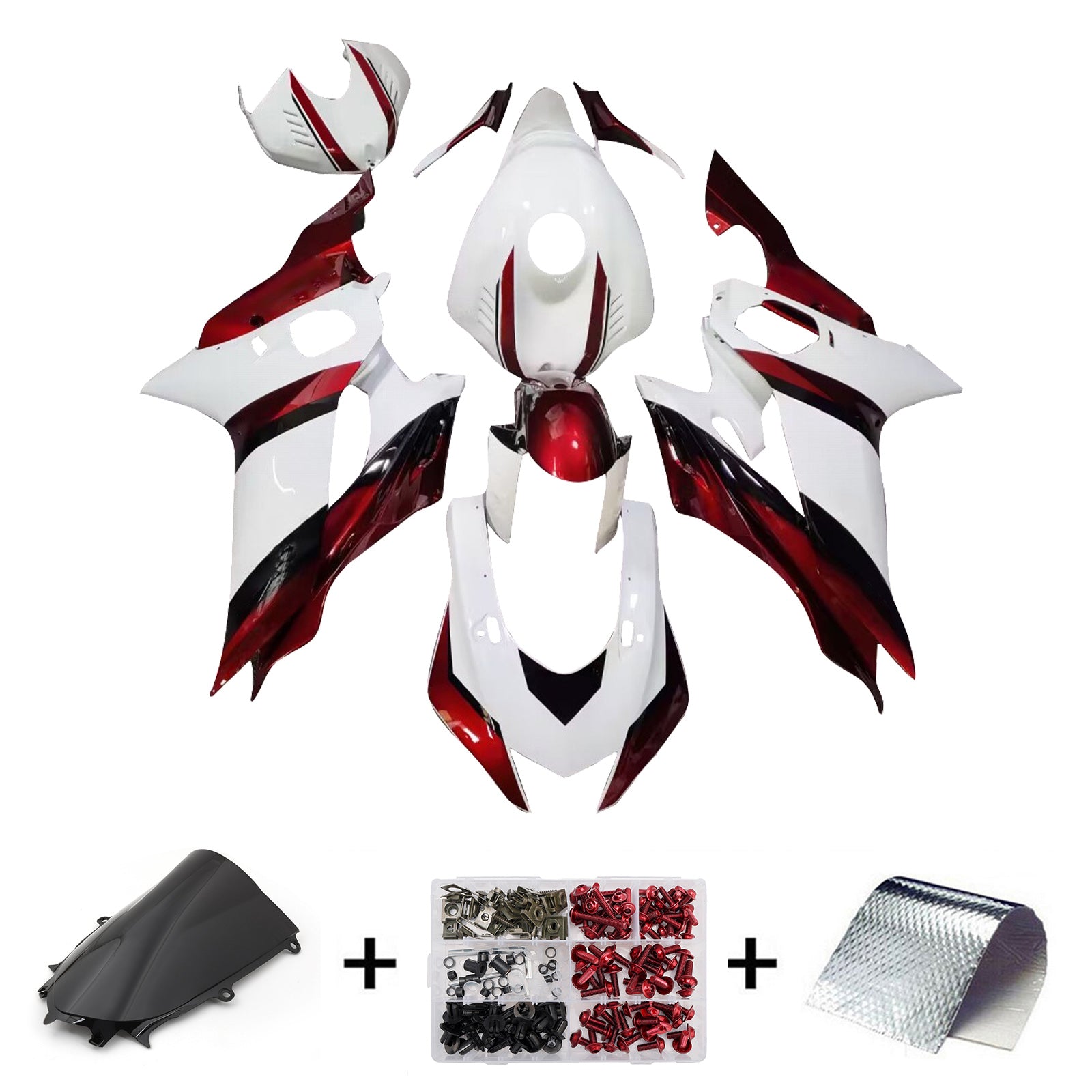 Amotopart 2017-2023 Yamaha YZF-R6 White Gloss Red Line Fairing Kit