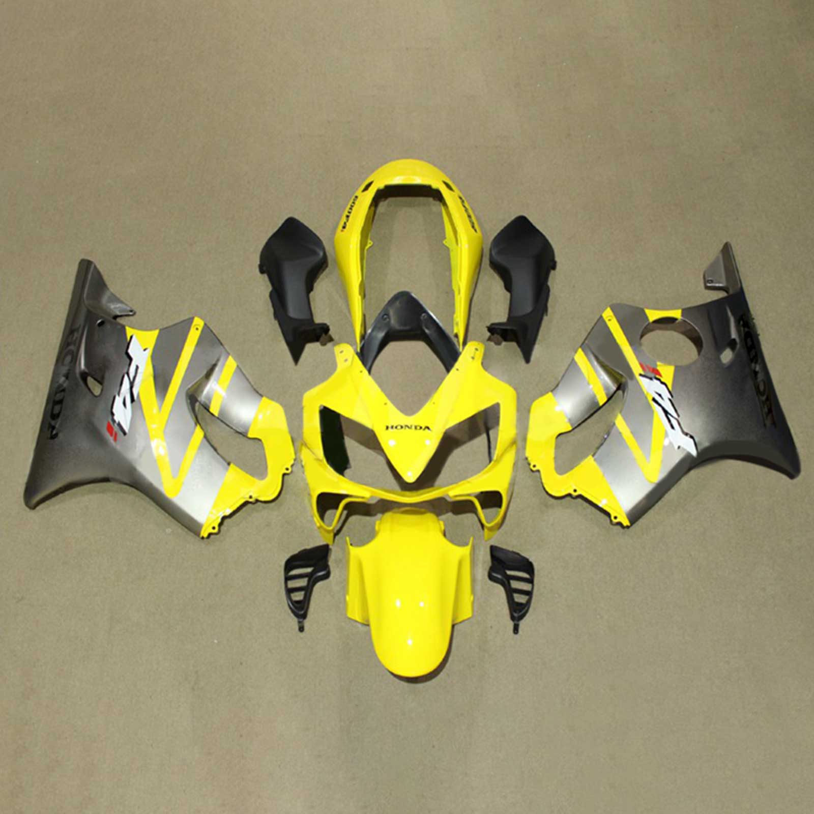 Amotopart 2004-2007 CBR600 F4i Honda Yellow&Grey Fairing Kit