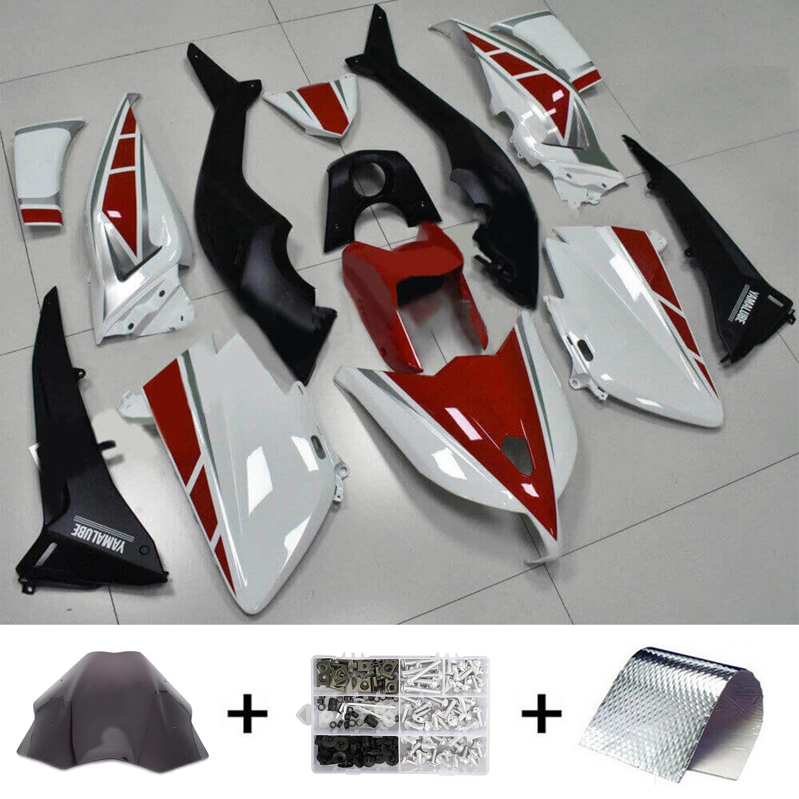 Amotopart Kit de carénage Yamaha T-Max TMAX530 rouge et blanc Style3 2012-2014