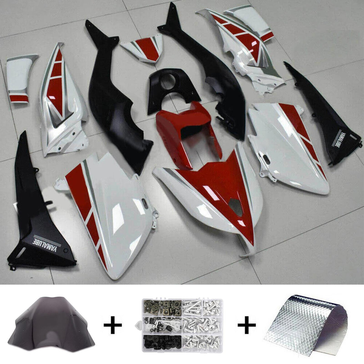Amotopart 2012-2014 Kit carena Yamaha T-Max TMAX530 rosso e bianco Style3