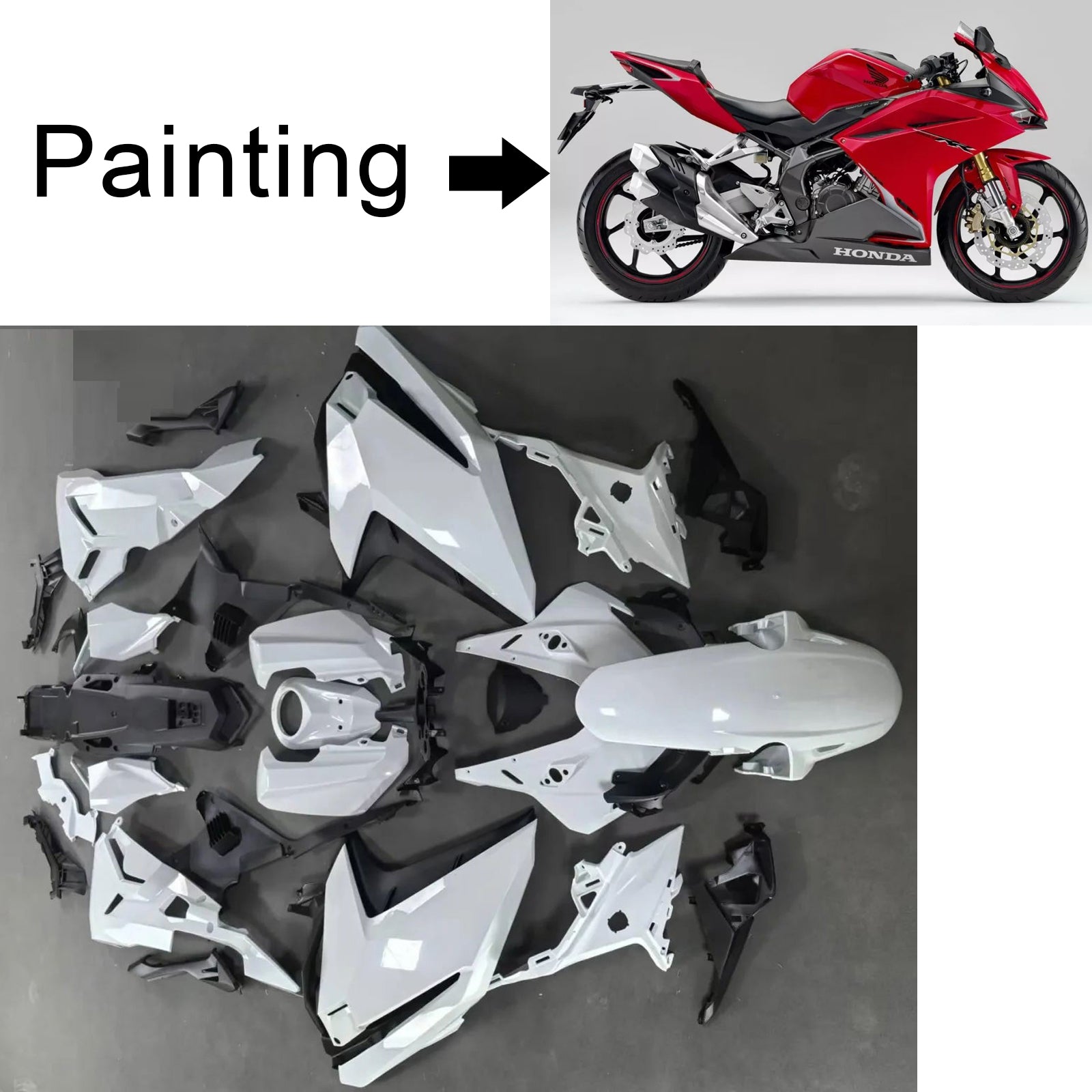 Amotopart 2017-2022 Honda CBR250RR Glossy Black Red Fairing Kit