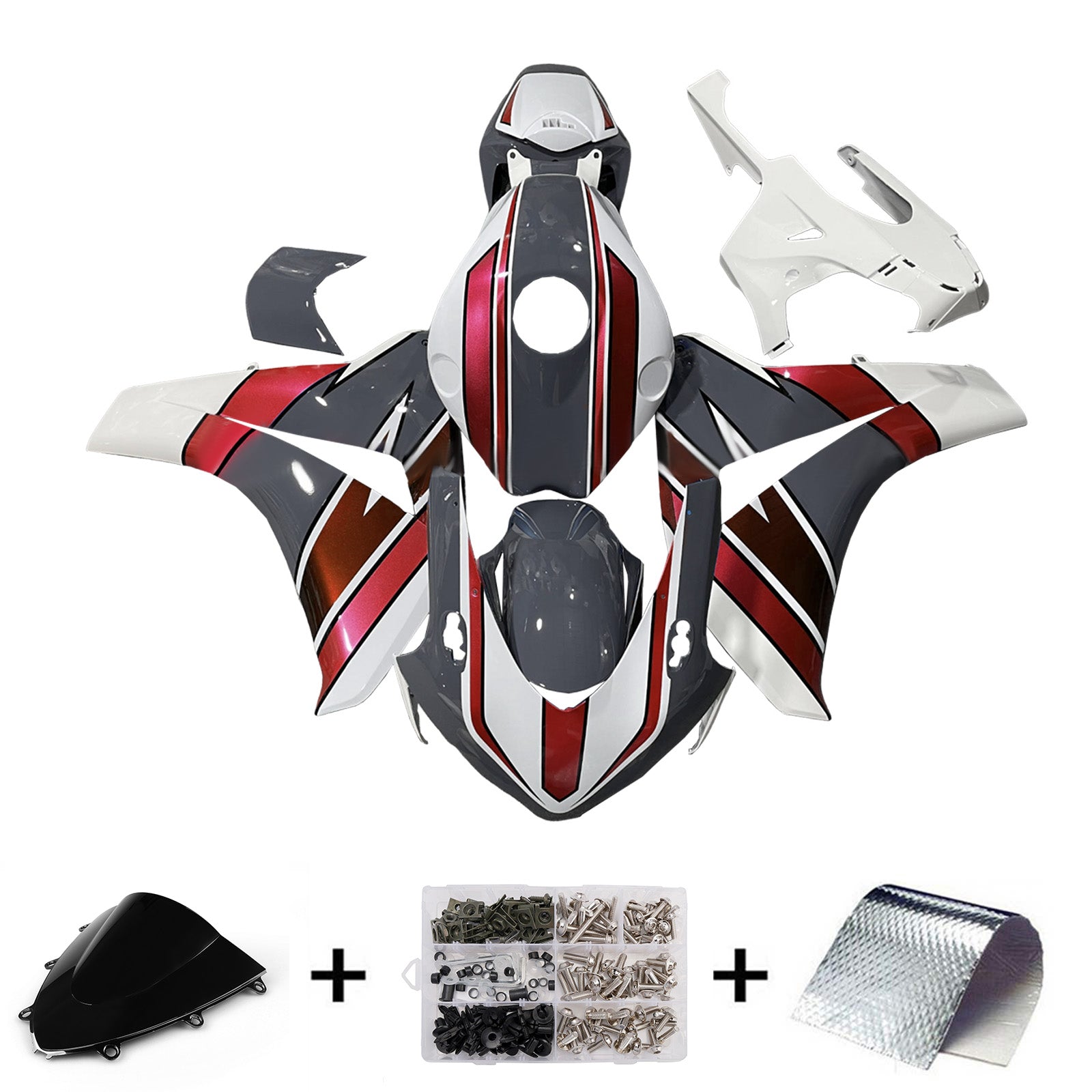 Amotopart 2008-2011 Honda CBR1000rr Kit de carénage noir gris rouge
