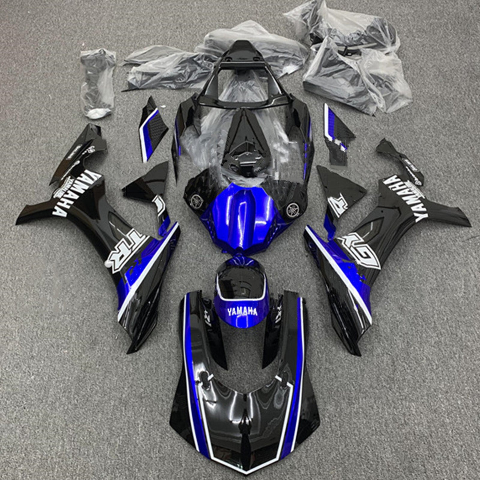 Amotopart Yamaha YZF 1000 R1 2015-2019 Kit de carénage bleu mat et noir Style 13