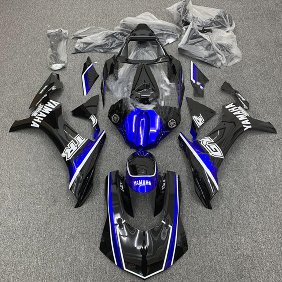Amotopart Verkleidungsset für Yamaha YZF 1000 R1 2015–2019, mattblau und schwarz, Stil 13