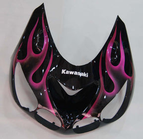 Amotopart 2006–2011 Kawasaki ZX14R Verkleidungsset in Schwarz mit rosa Flamme