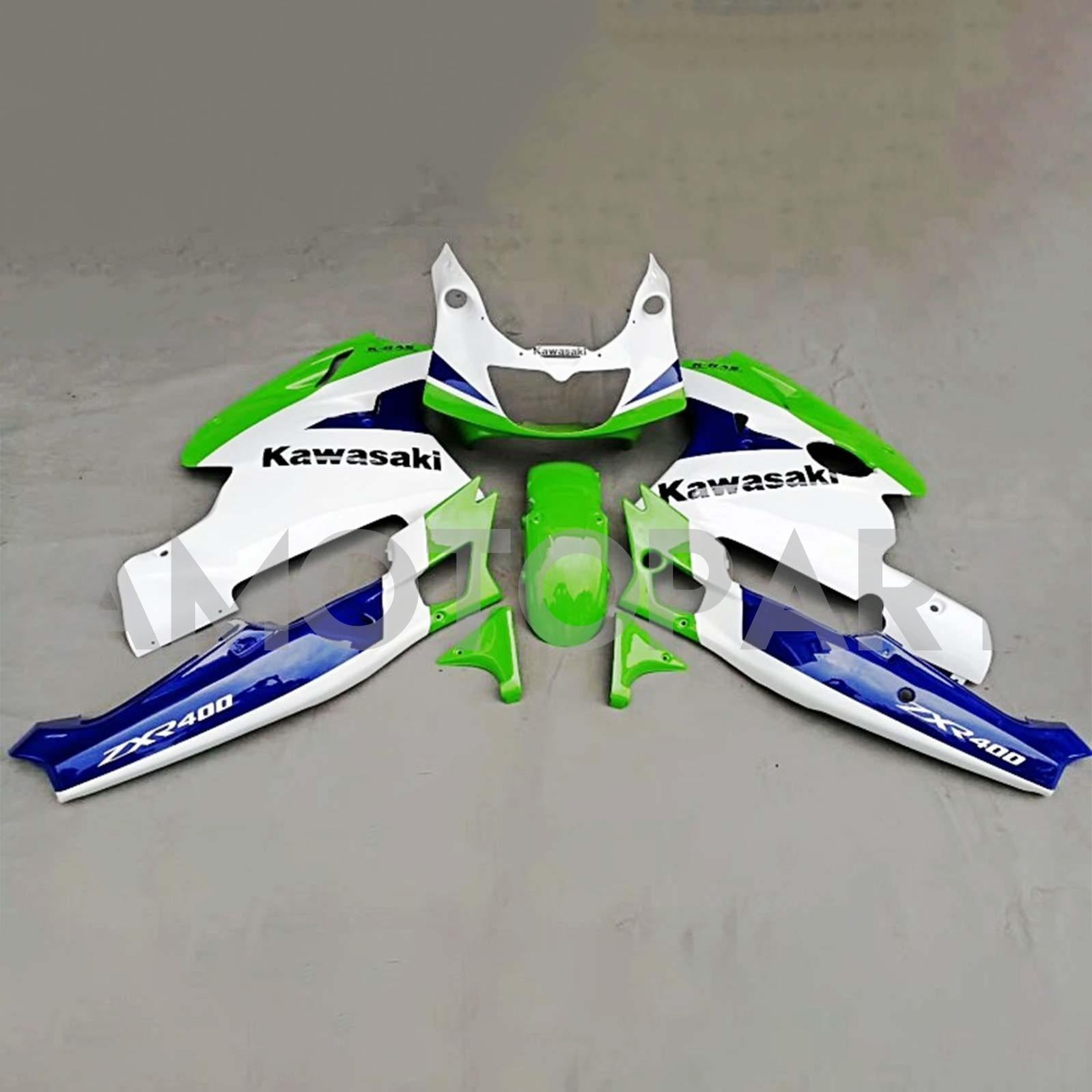 Amotopart 1992-1996 ZXR400 Kawasaki Green&Blue Fairing Kit