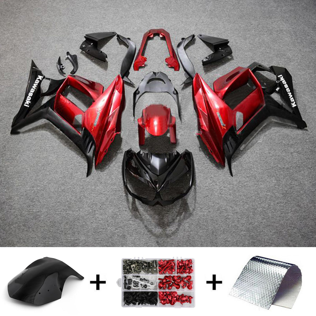Amotopart 2010-2015 Z1000SX Kawasaki Red&Black Fairing Kit
