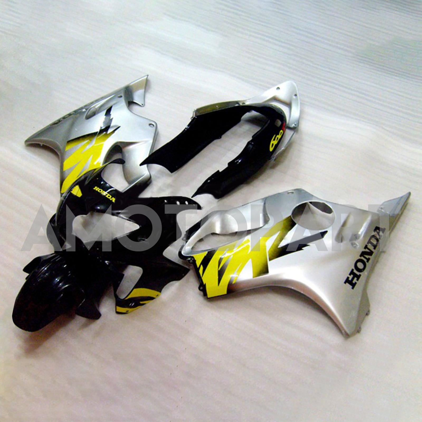 Amotopart 1999-2000 CBR600 F4 Honda Yellow&Silver Fairing Kit