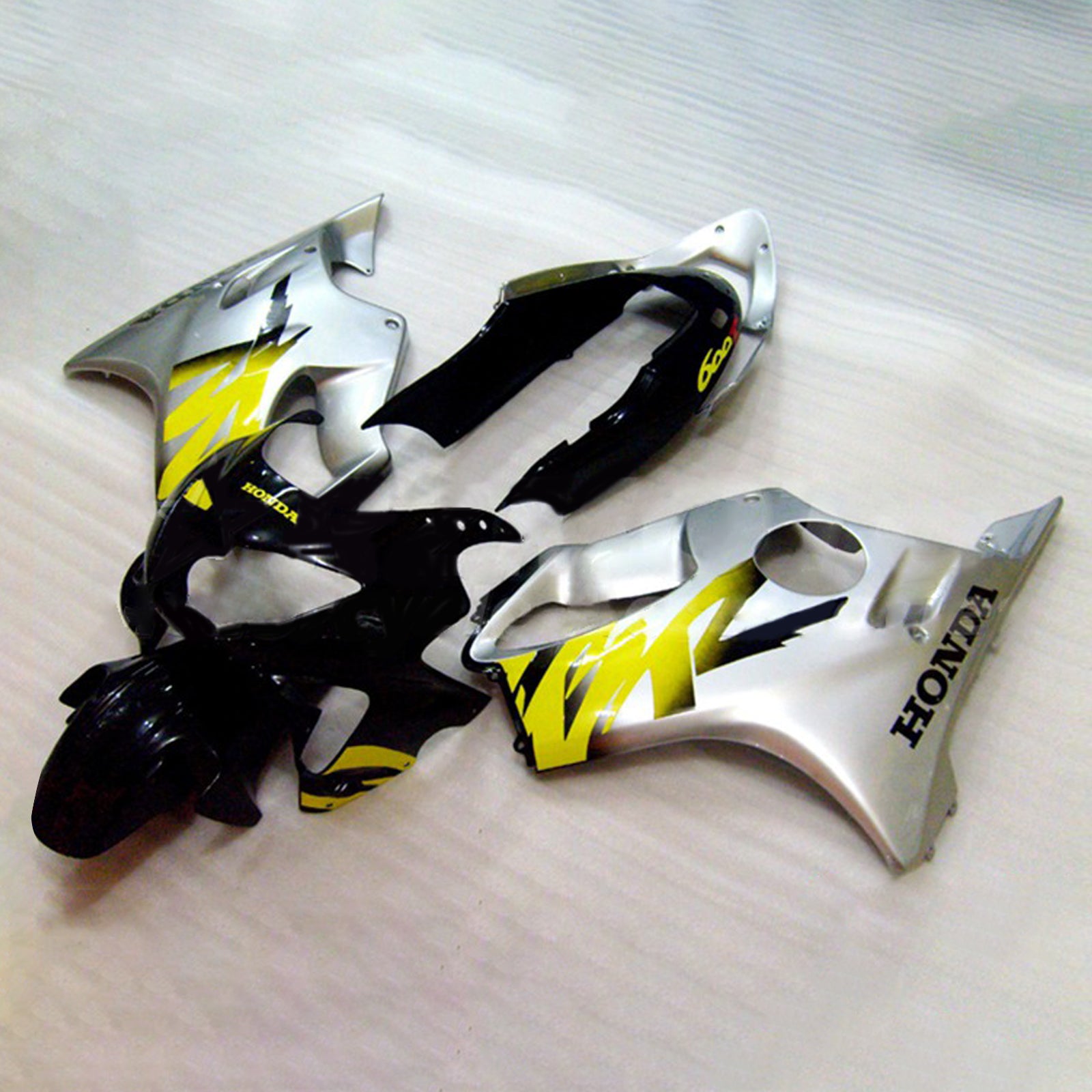 Amotopart 1999-2000 CBR600 F4 Honda Yellow&Silver Fairing Kit