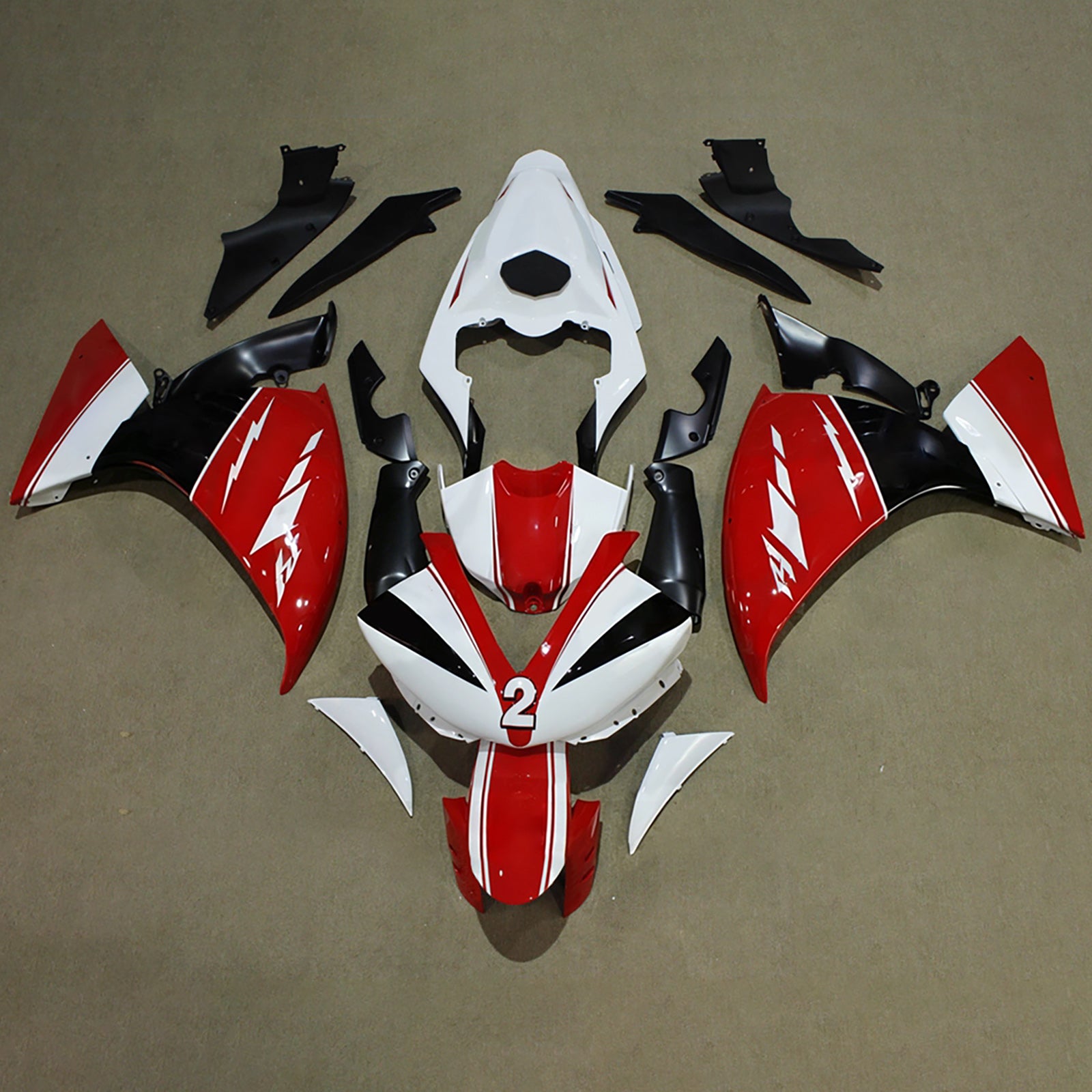 Amotopart 2009-2011 Yamaha YZF-R1 Red/White Fairing Kit