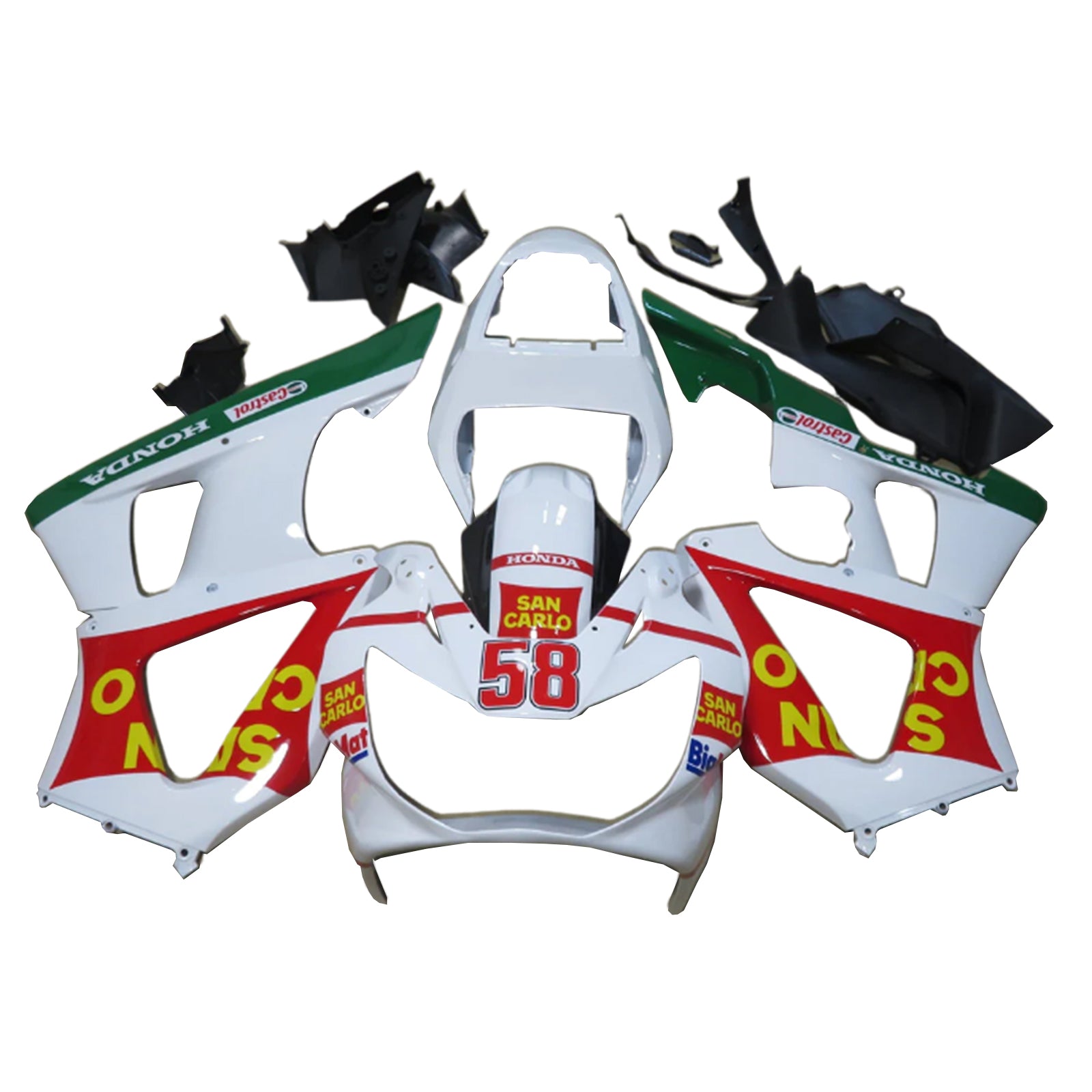 Amotopart 2000-2001 Honda CBR929RR Kit de carenado blanco negro rojo verde