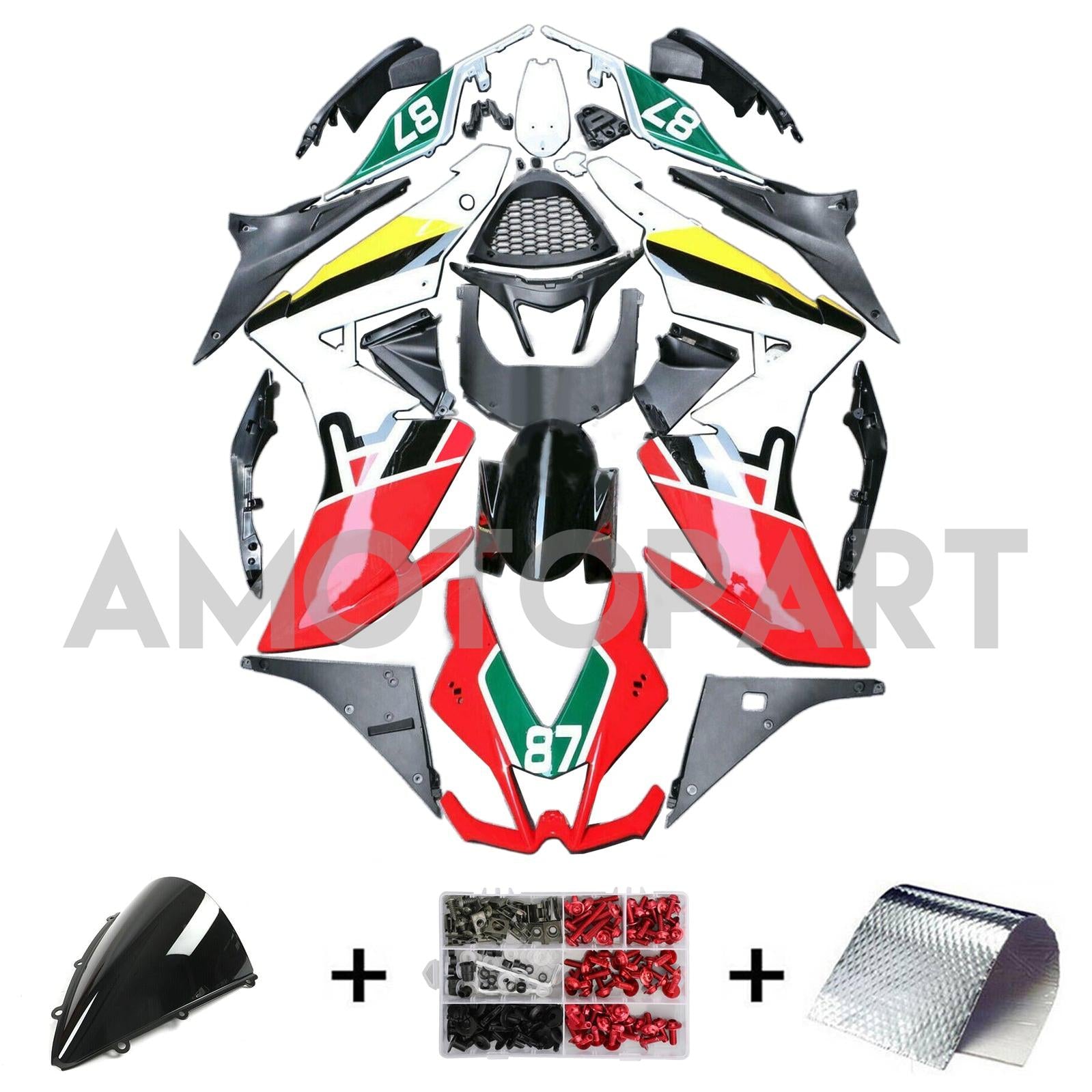 Amotopart 2009-2015 RSV4 1000 Aprilia White&Red Style3 Fairing Kit