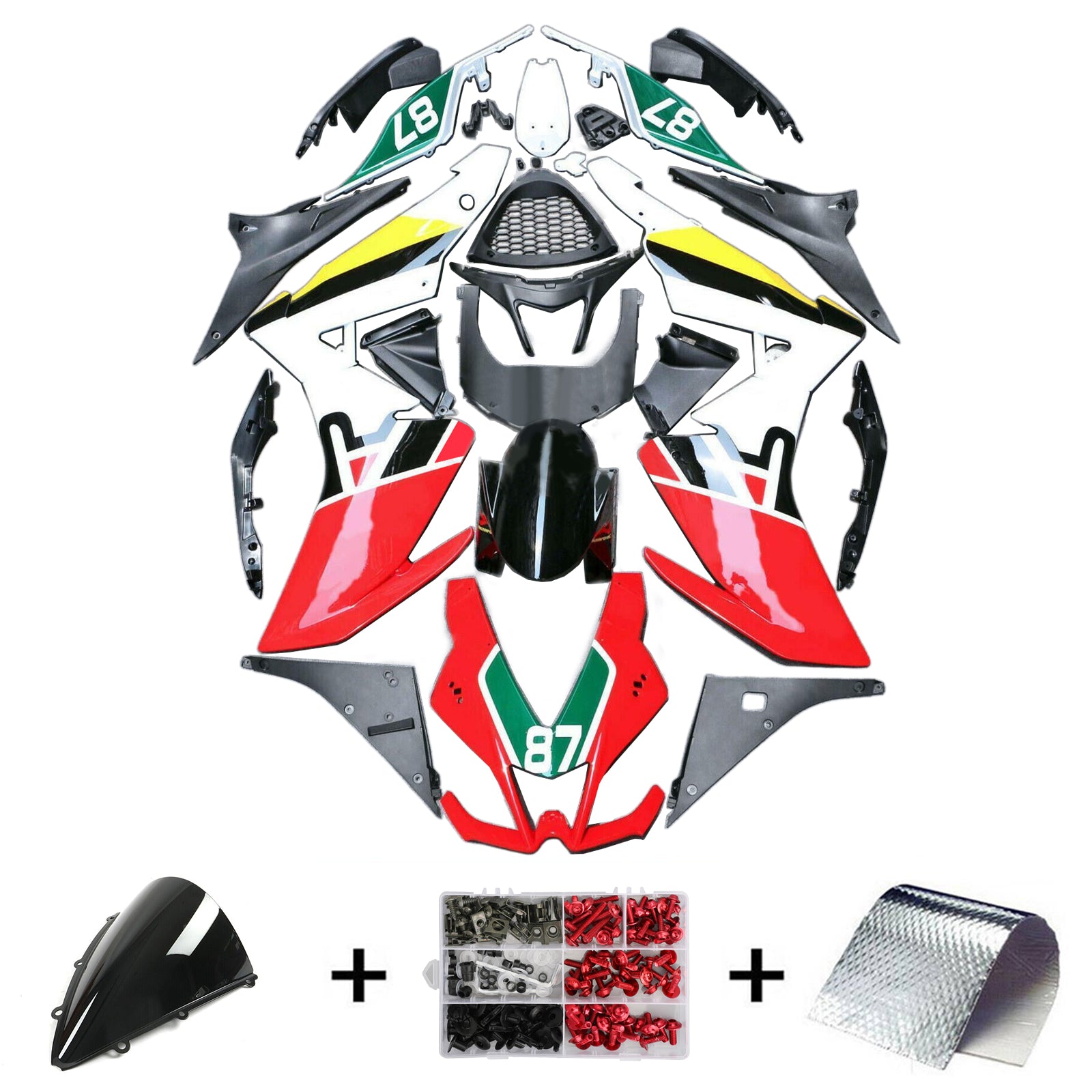 Amotopart 2009-2015 RSV4 1000 アプリリア ホワイト&レッド Style3 フェアリングキット