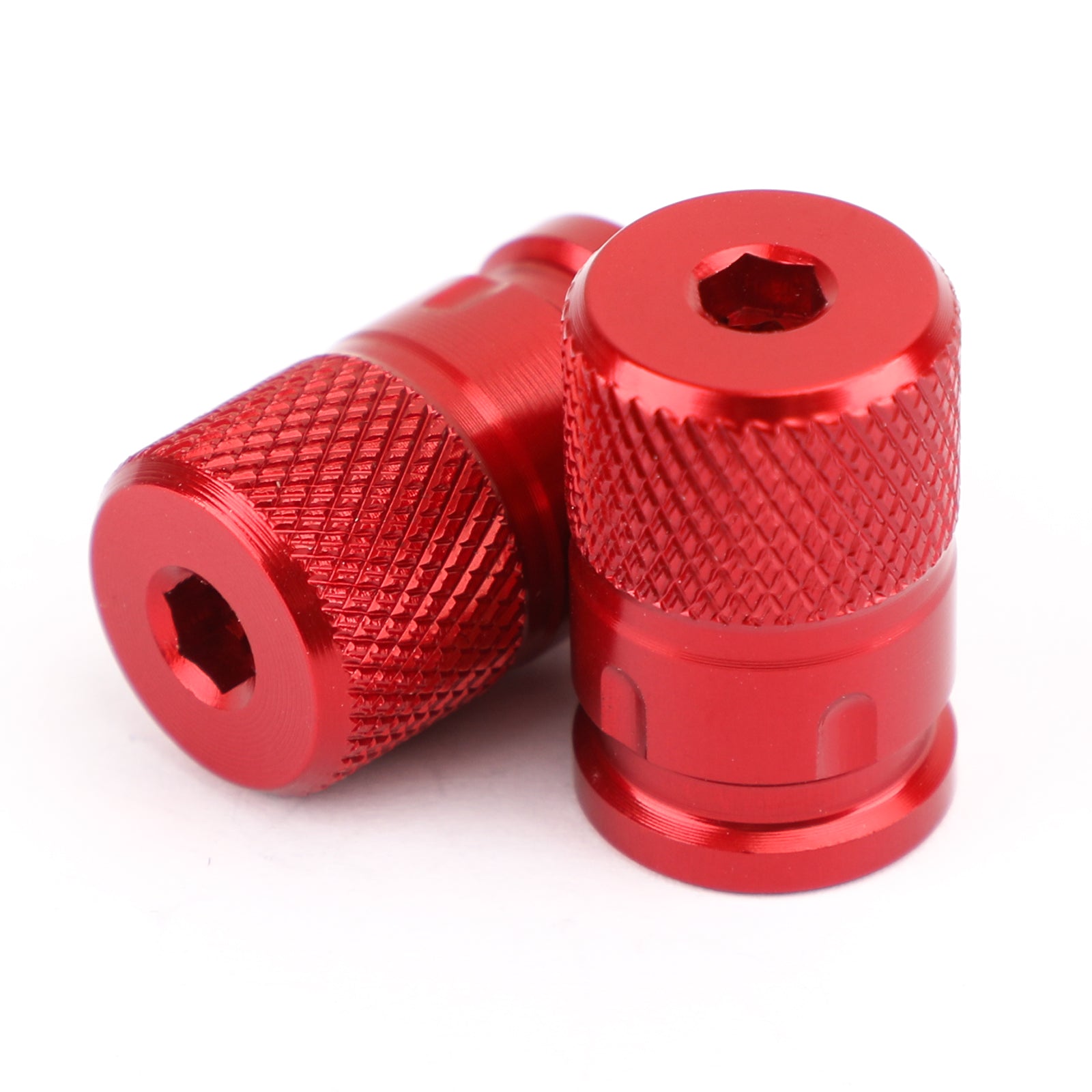 Pair CNC Red Anti-Thief Tire Valve Stem Caps For Car Truck Bike Motorcycle