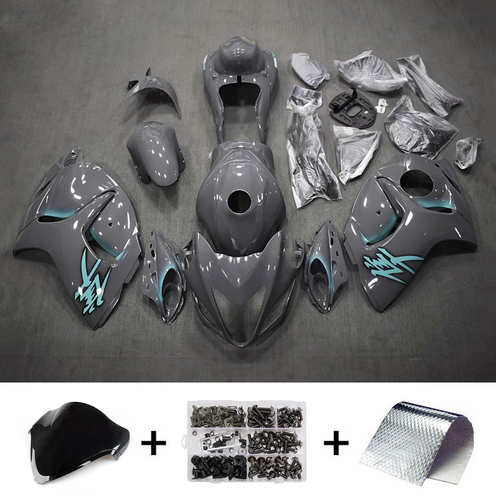 Amotopart 2008-2020 Suzuki Hayabusa GSX1300R Grey Fairing Kit