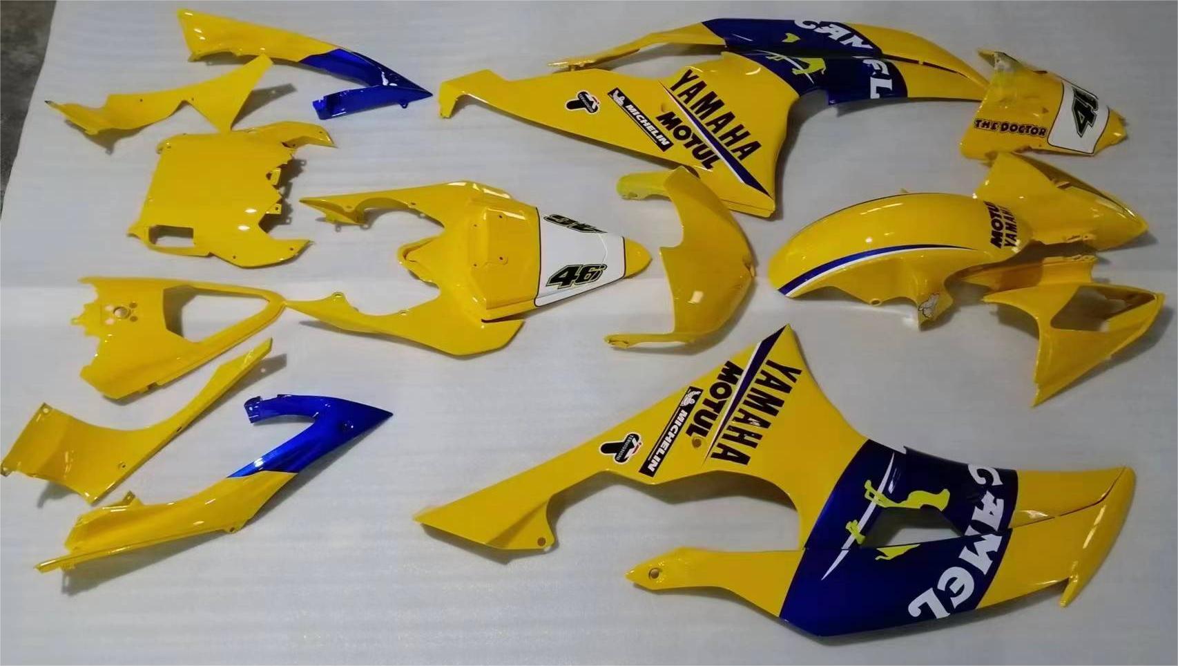 Amotopart 2008-2016 Yamaha YZF 600 R6 Yellow Blue Fairing Kit