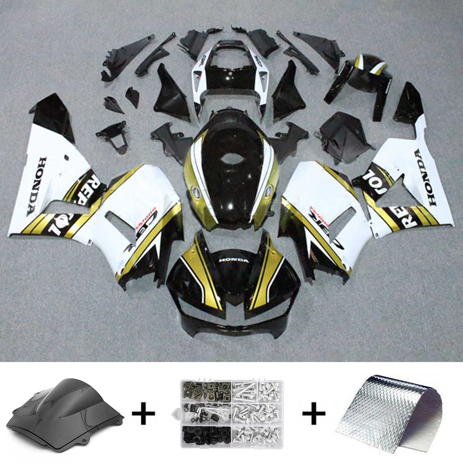 Amotopart 2013-2023 F5 CBR600RR ホンダ ゴールド&ホワイト フェアリングキット