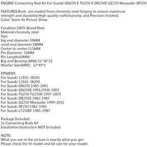 ENGINE CRANK CONNECTING ROD Kit For Suzuki 12161-38201 GN DR TU GZ SP LT 250 EF