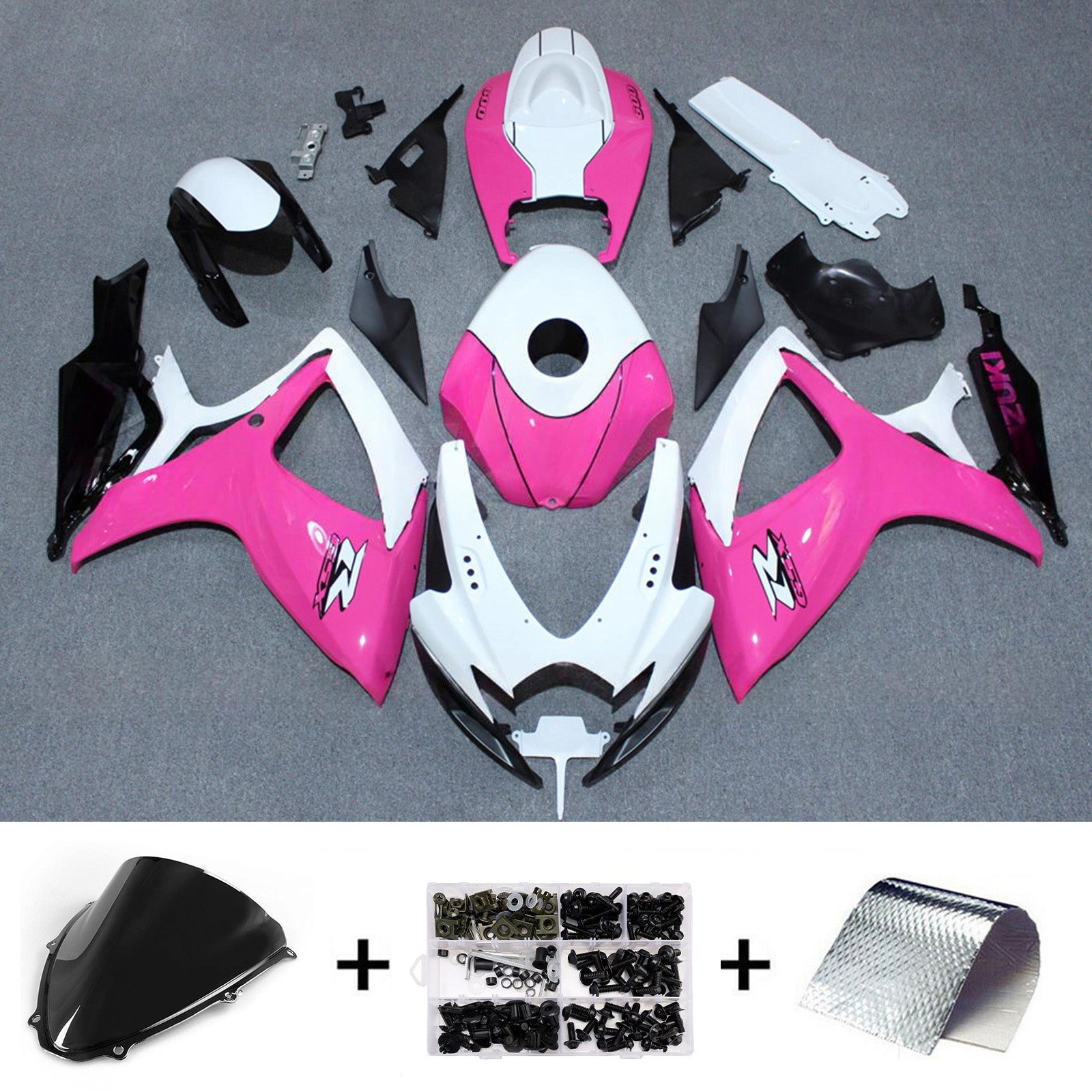 Amotopart 2006-2007 Suzuki GSXR 600/750 Pink White Black Fairing Kit