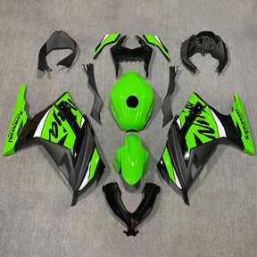 Amotopart 2013-2024 Kit carena Kawasaki EX300/Ninja300 Nero&amp;Verde Style7