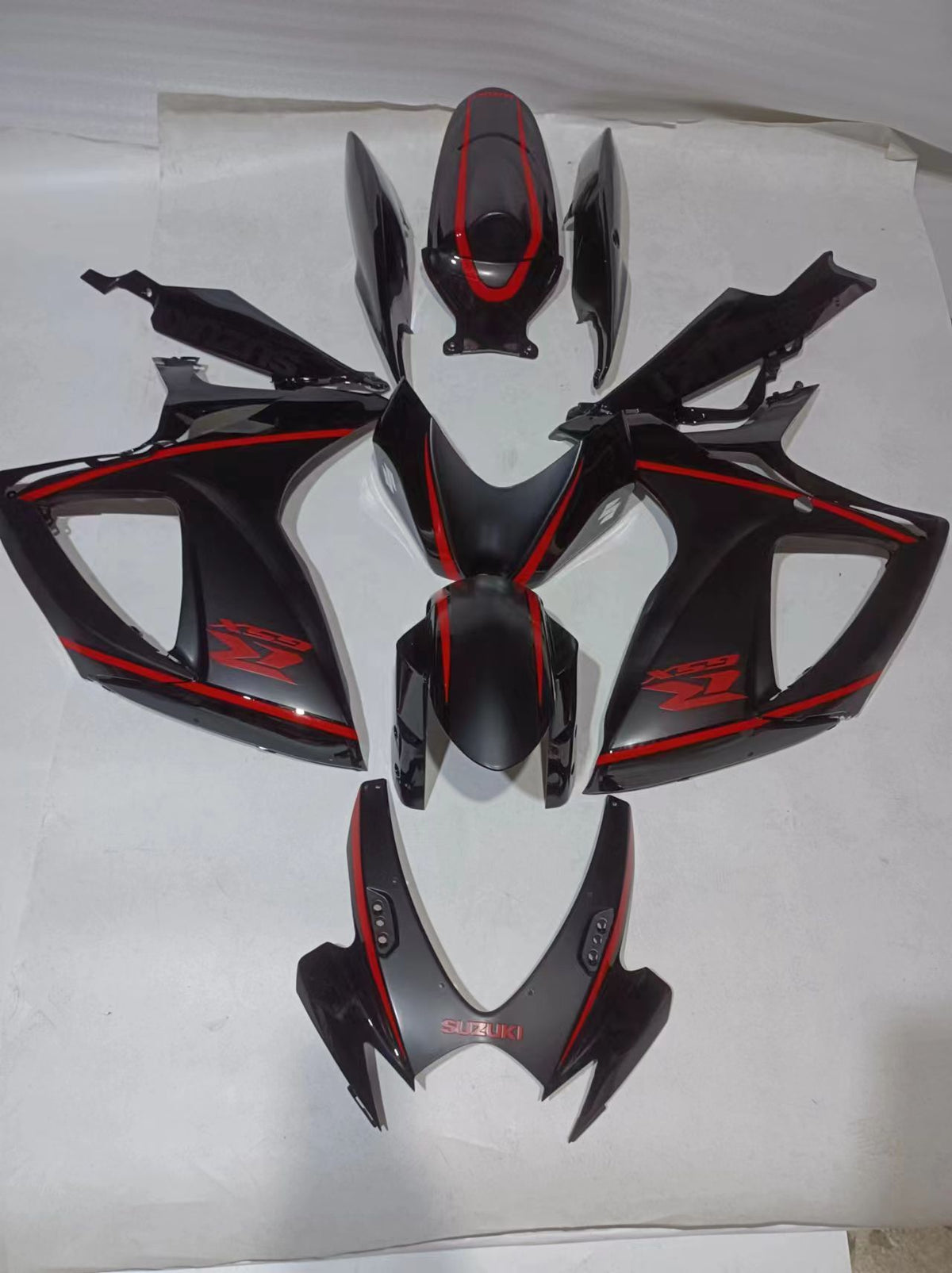 Amotopart 2006-2007 Suzuki GSXR 600/750 Kit de carenado negro mate y rojo