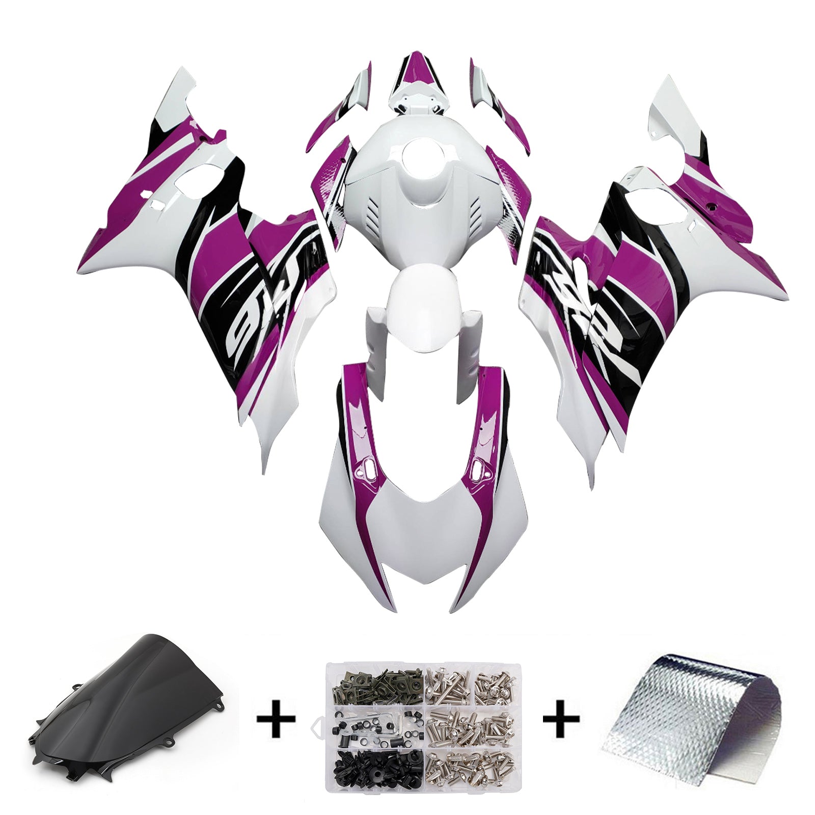 Amotopart 2017-2023 Yamaha YZF-R6 White Purple Black Fairing Kit