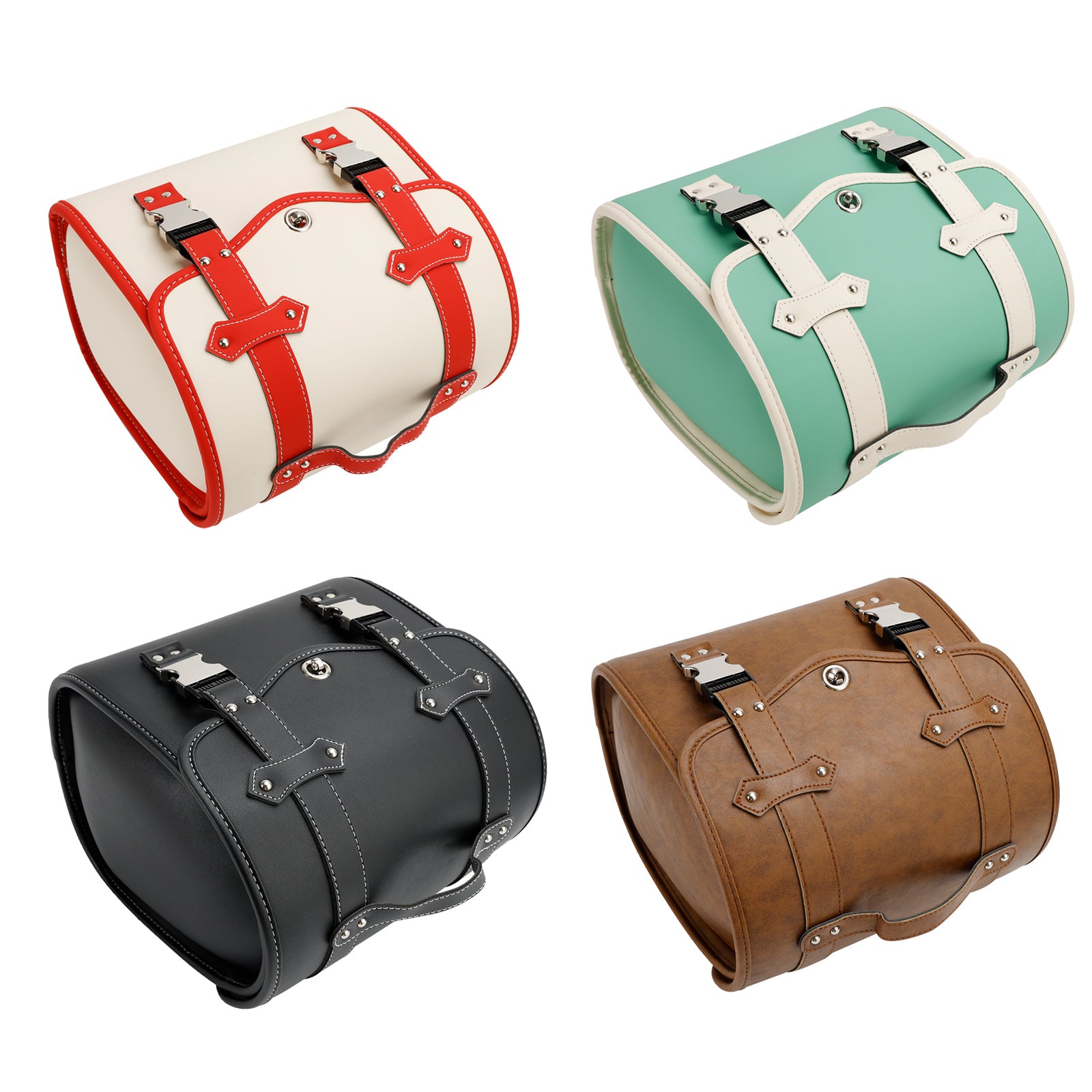 Saddlebag Side Storage Tool Bag Universal Quick Release Pu Motorcycle Brown
