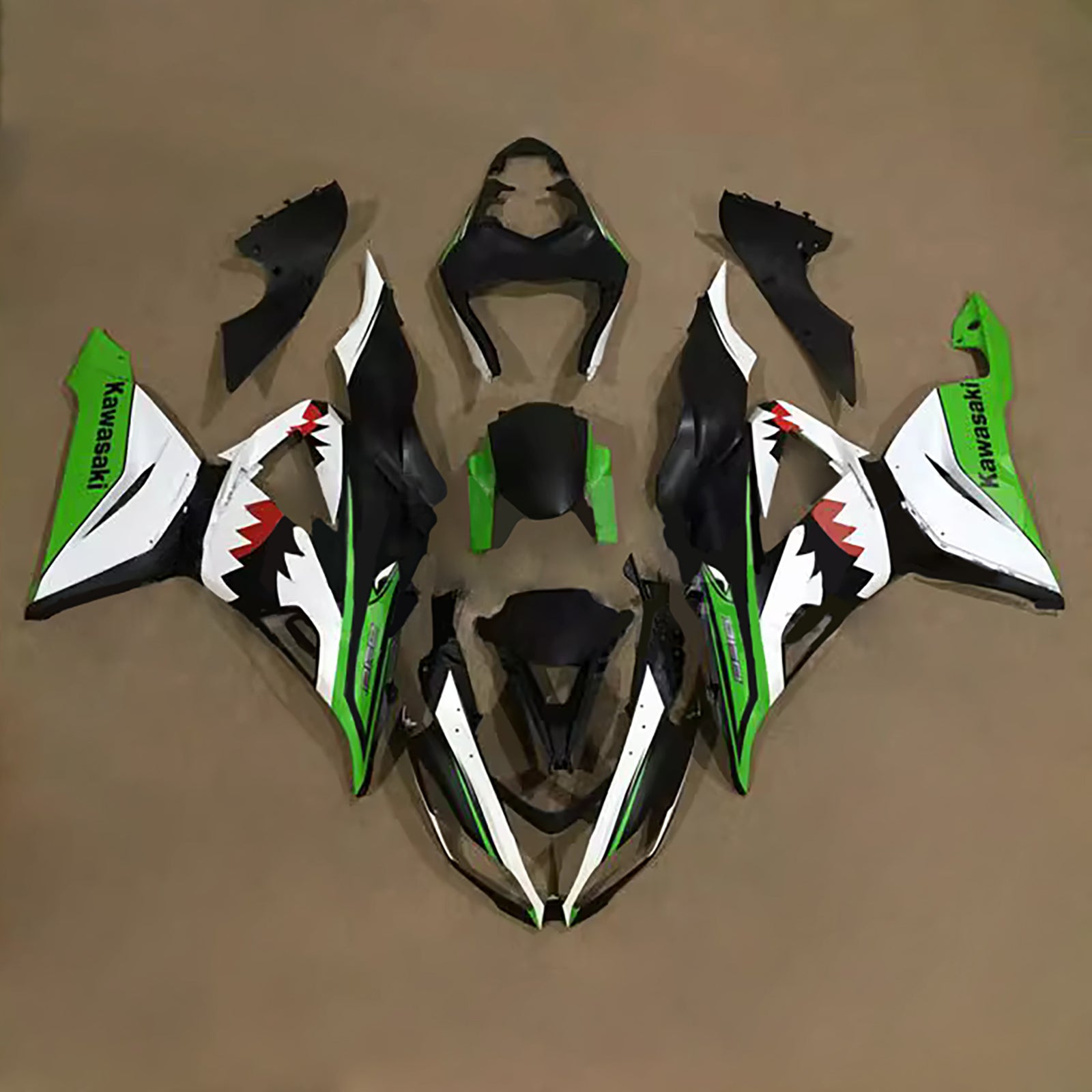 Amotopart 2013-2018 Kawasaki ZX6R 636 Black Green White Red Fairing Kit