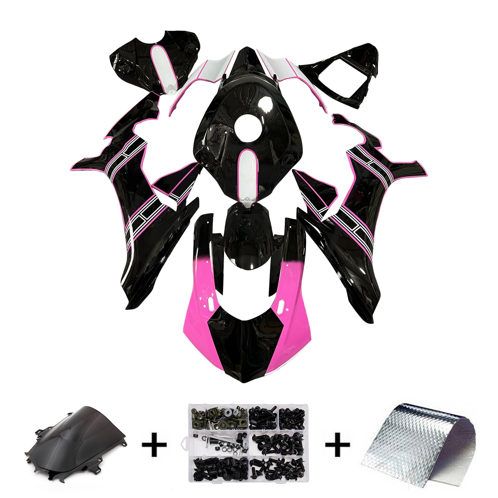 Amotopart 2015-2019 Yamaha  YZF-R1 Pink & Black Fairing Kit
