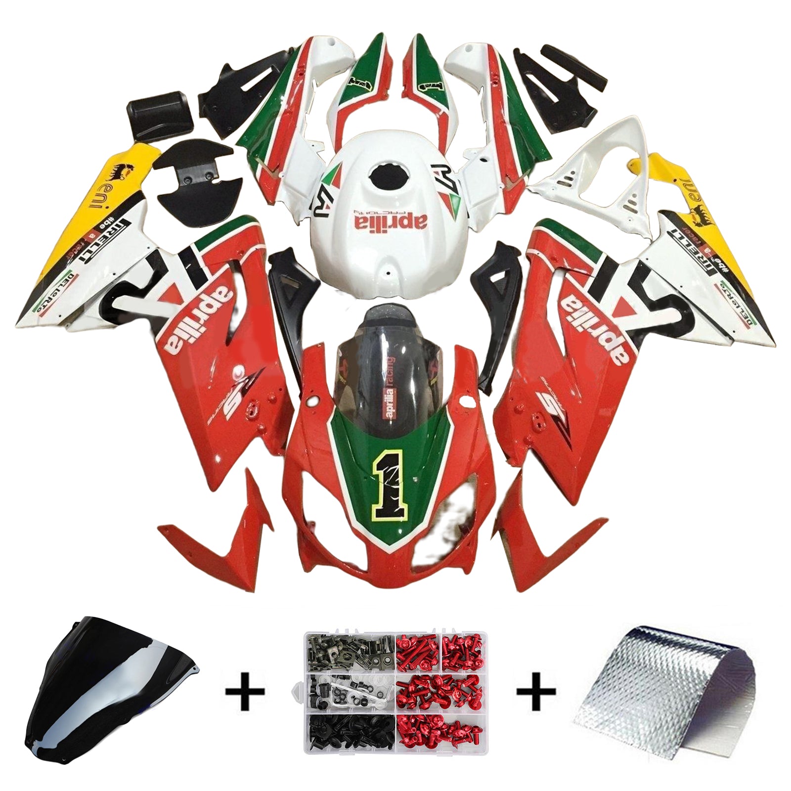 Amotopart Aprilia 2006–2011 RS125 rot-grünes Verkleidungsset