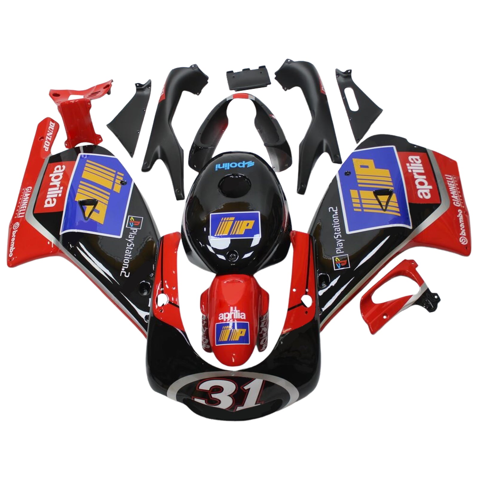 Amotopart 2000-2005 Aprilia RS125 Kit de carénage bleu et rouge