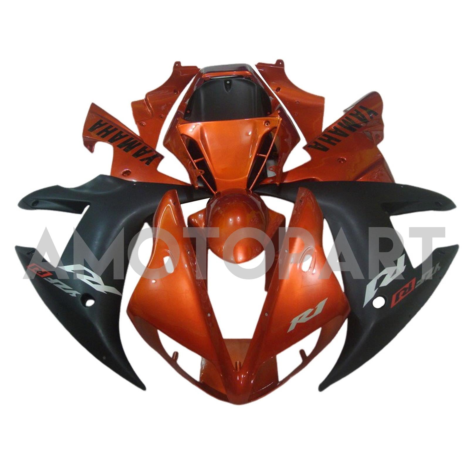 Amotopart 2002-2003 Yamaha YZF R1 Black Orange Fairing Kit