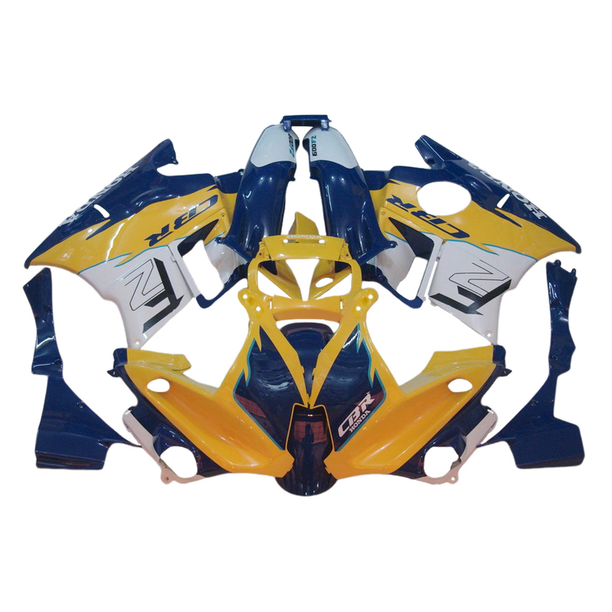 Amotopart 1991-1994 Honda CBR600 F2 Kit de carénage jaune bleu blanc