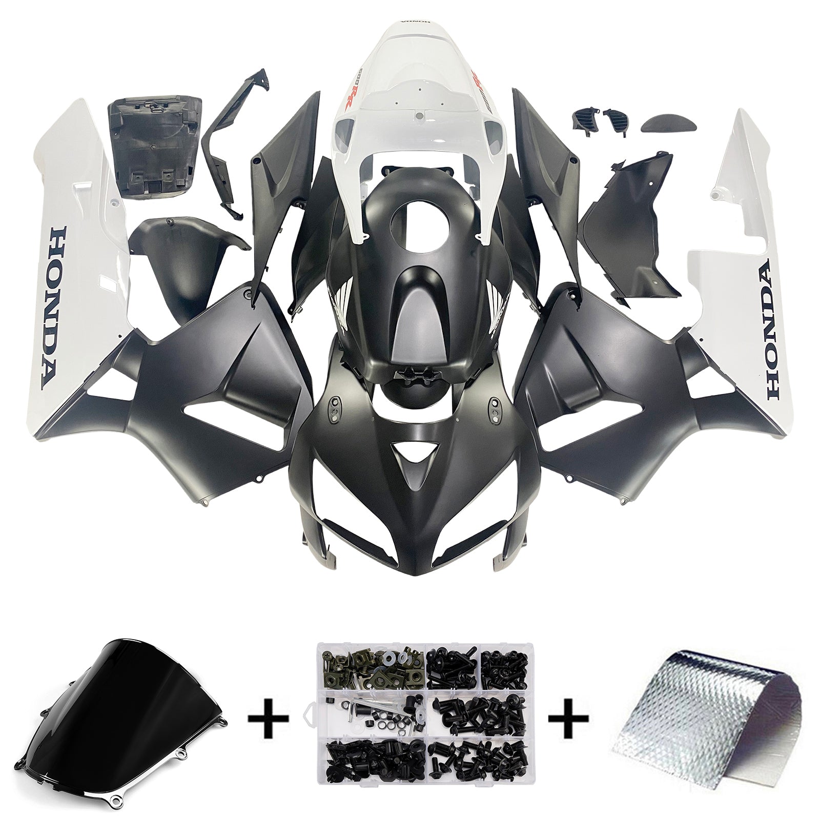Amotopart 2005-2006 Honda CBR600RR Black White Fairing Kit
