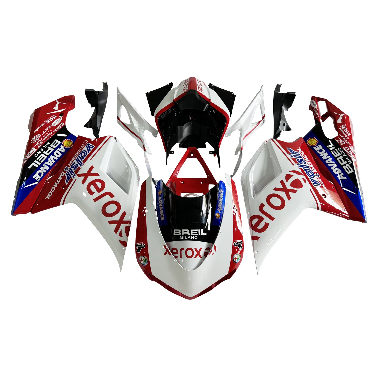 Amotopart 2007-2011 Ducati 1098/1198/848 Black White Red Blue Fairing Kit