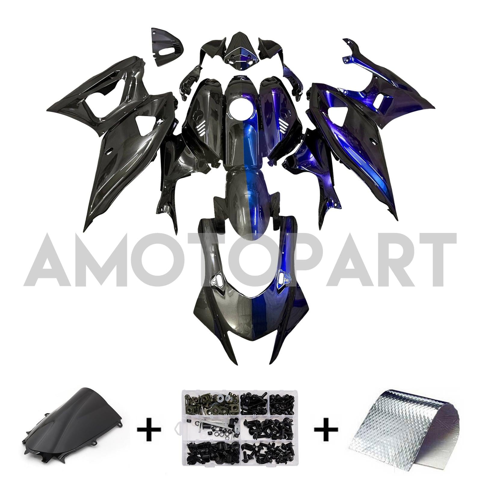Amotopart 2021-2025 Yamaha YZF-R7 Blue Black Fairing Kit