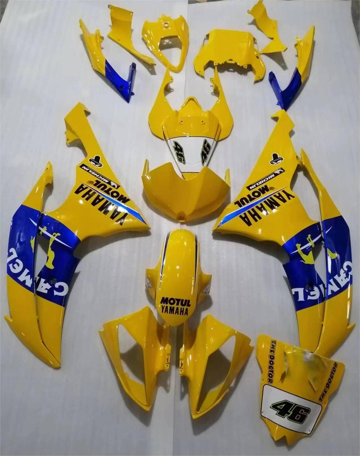 Amotopart 2008-2016 Yamaha YZF 600 R6 Yellow Blue Fairing Kit