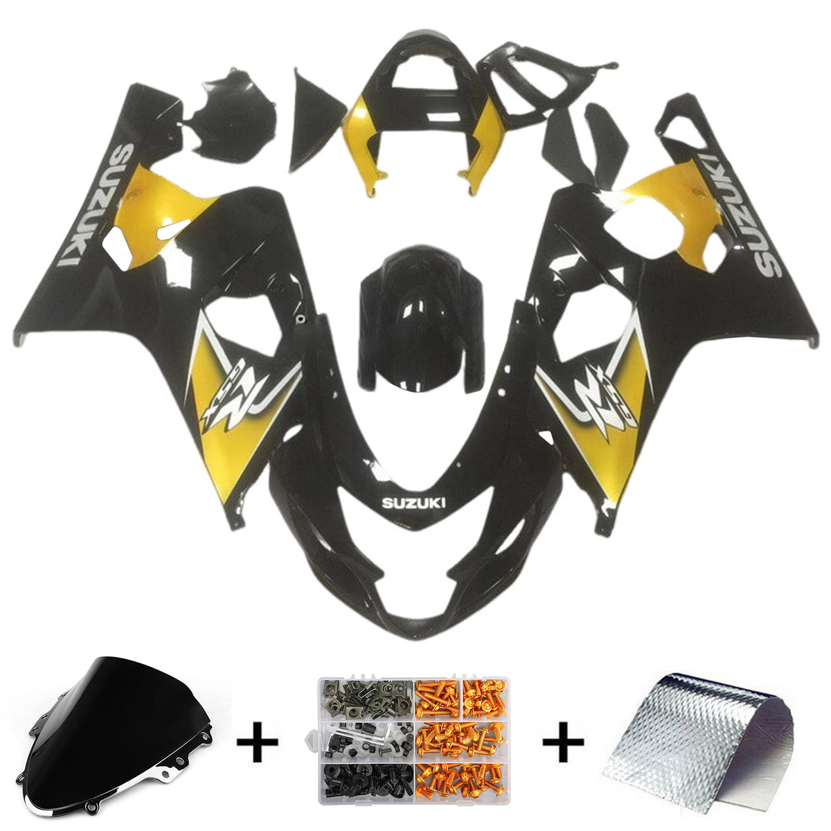 Amotopart 2004–2005 K4 GSXR 600/750 Suzuki Schwarz-Gold Verkleidungsset