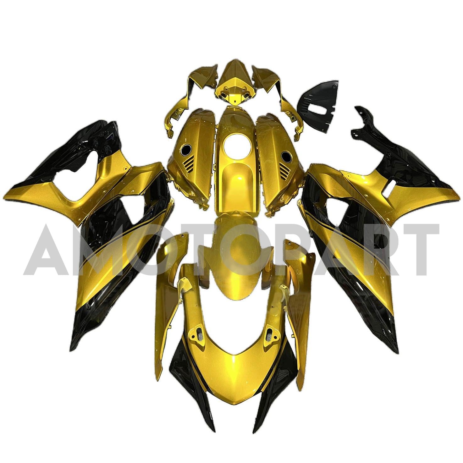 Amotopart 2021-2025 Yamaha YZF-R7 Black Gold Fairing Kit